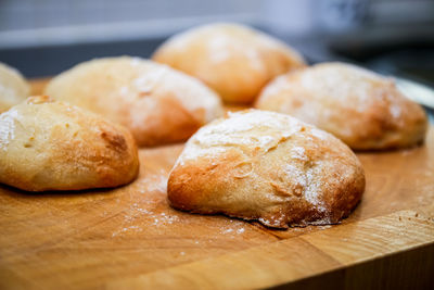 Close-up of bread on cutting board