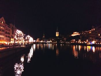 Illuminated buildings at night