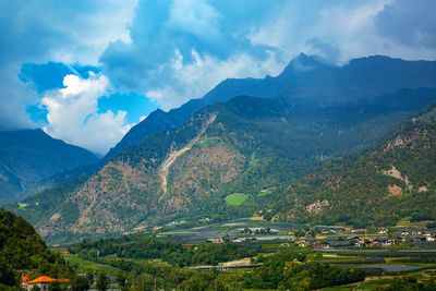 Scenic view of mountains against sky