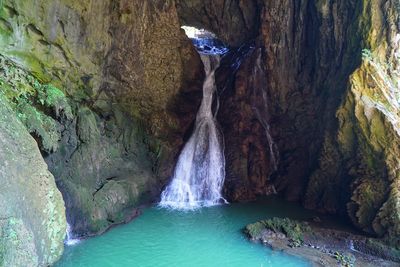 Scenic view of waterfall