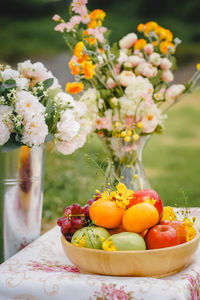 Close-up of fruits on table