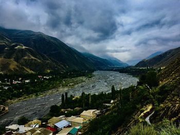 Scenic view of mountains against sky