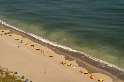 High angle view of people on beach