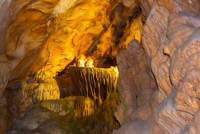 Low angle view of rock formation in cave