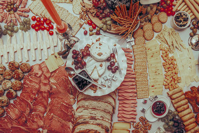 High angle view of cookies on table