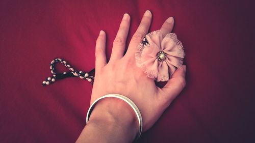 Close-up of woman holding flowers