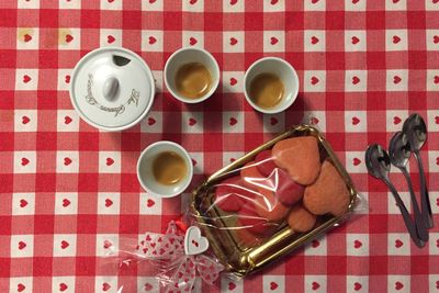 Coffee cups on table