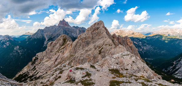 Panoramic view of rocky mountains against sky