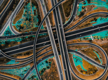 Aerial view of elevated roads