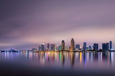 City lit up at night