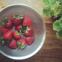 Close-up of strawberries in bowl