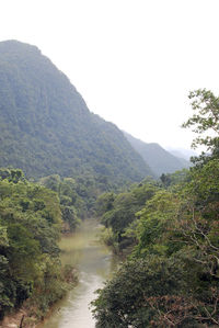 High angle view of river and mountains