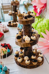 Close-up of cupcakes on table