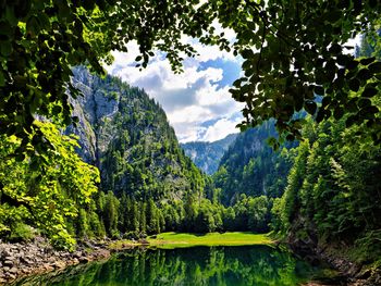 Scenic view of lake against sky during autumn