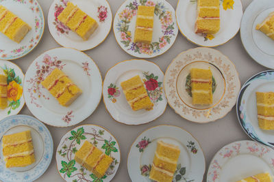 High angle view of food on table