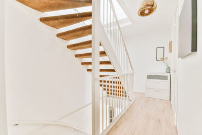 Low angle view of staircase in home
