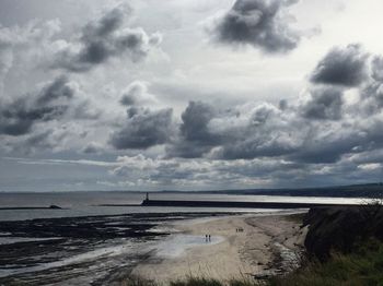 Scenic view of sea against cloudy sky