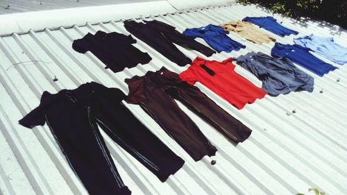 High angle view of clothes drying