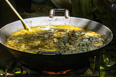 High angle view of food on table