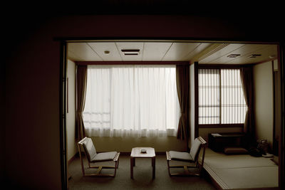 Interior of empty room at the japanese hotel room, ryokan. 