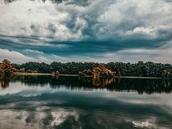 Scenic view of lake against sky