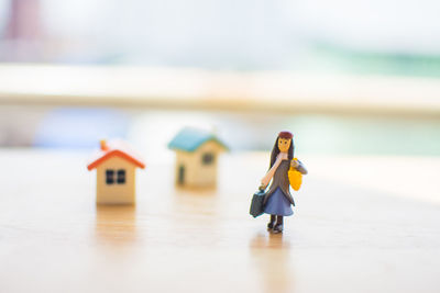 Close-up of toys on table