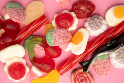 Close-up of multi colored candies in plate