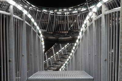 Low angle view of illuminated staircase at night