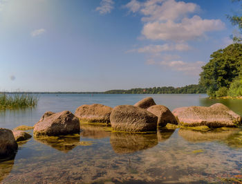 Scenic view of lake against sky