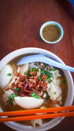 Close-up of meal served in bowl