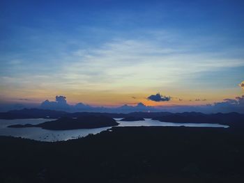Scenic view of mountains at sunset
