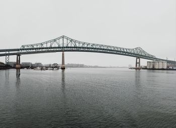 View of bridge over water against clear sky