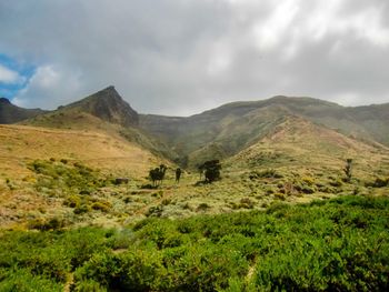 Scenic view of mountains against sky