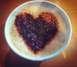 High angle view of coffee on table