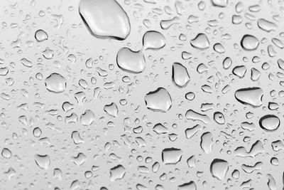 Full frame shot of raindrops on glass