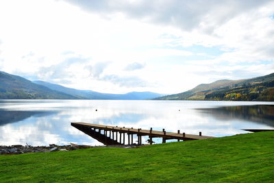 Scenic view of lake against sky