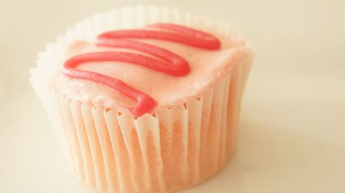 Close-up of cupcake on table