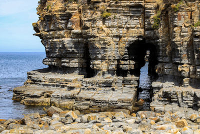 View of rock formations  near the sea