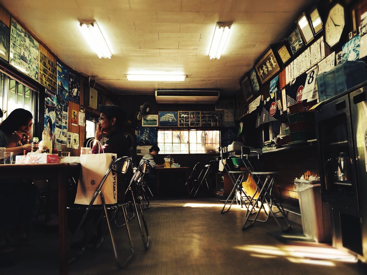 indoors, restaurant, chair, illuminated, no people