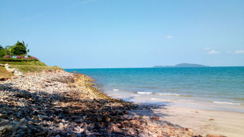 Scenic view of sea against clear sky