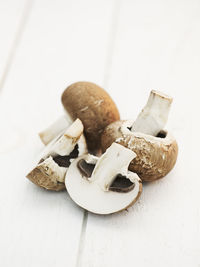 Mushrooms on white background