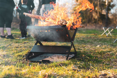 Started a grill that burns with high flames