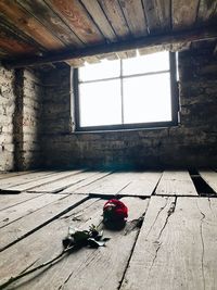 Window on wooden wall