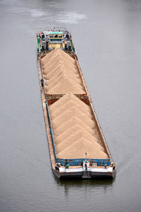 High angle view of boats in sea