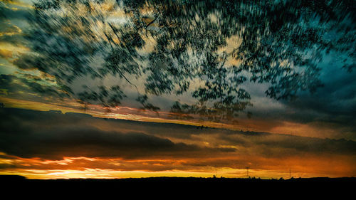 Low angle view of silhouette trees against sky during sunset