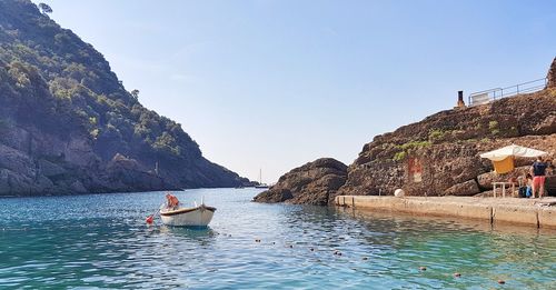 Scenic view of sea against clear sky