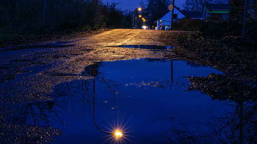 View of illuminated city at night