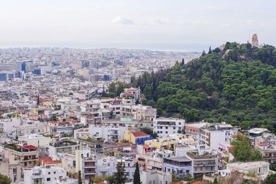 High angle view of townscape against sky