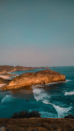 Scenic view of sea against clear sky