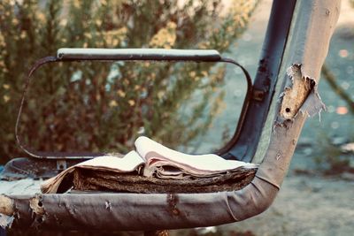 Close-up of an abandoned machine
